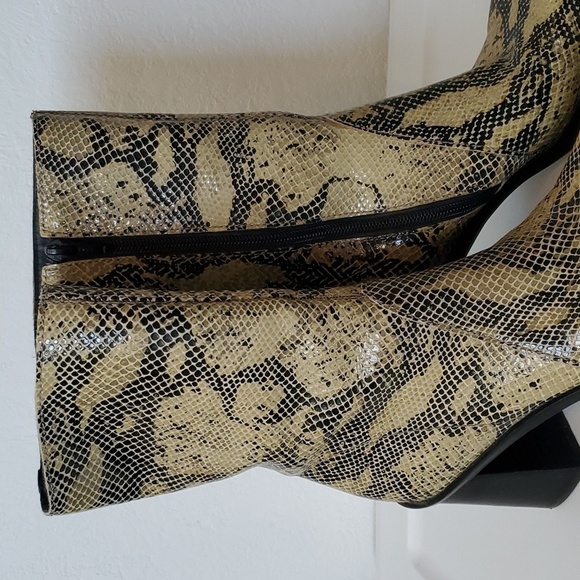 Vintage MIA python leather Y2K block heel zippered boots size 7 - Picture 6 of 10